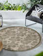 Ivory and Beige 7' 10 x 7' 10 Baja Outdoor Round Area Rug Weather Resistant for Patio, Deck, Terrace, Balcony, Porch 100% Polypropylene Modern Outside Decor for Sale at Rug Engine