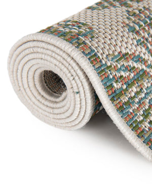 Ivory and Beige 7' 10 x 7' 10 Baja Outdoor Round Area Rug Weather Resistant for Patio, Deck, Terrace, Balcony, Porch 100% Polypropylene Modern Outside Decor for Sale at Rug Engine