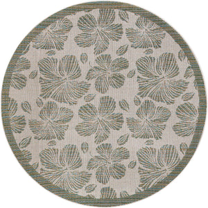 Ivory and Beige 6' 1 x 6' 1 Baja Outdoor Round Area Rug Weather Resistant for Patio, Deck, Terrace, Balcony, Porch 100% Polypropylene Modern Outside Decor for Sale at Rug Engine