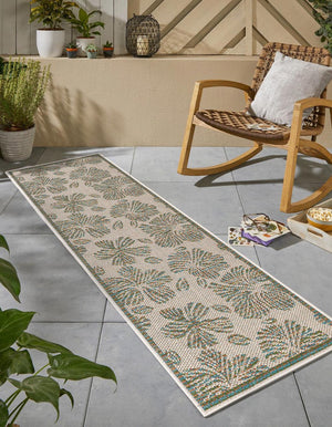 Ivory and Beige 2' x 6' 1 Baja Outdoor Runner Area Rug Weather Resistant for Patio, Deck, Terrace, Balcony, Porch 100% Polypropylene Modern Outside Decor for Sale at Rug Engine