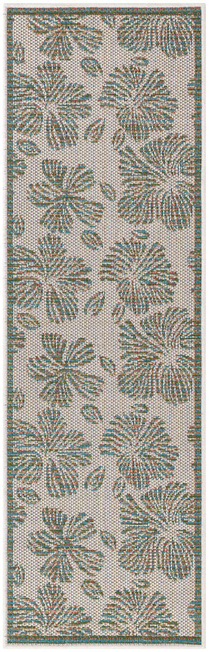 Ivory and Beige 2' x 6' 1 Baja Outdoor Runner Area Rug Weather Resistant for Patio, Deck, Terrace, Balcony, Porch 100% Polypropylene Modern Outside Decor for Sale at Rug Engine