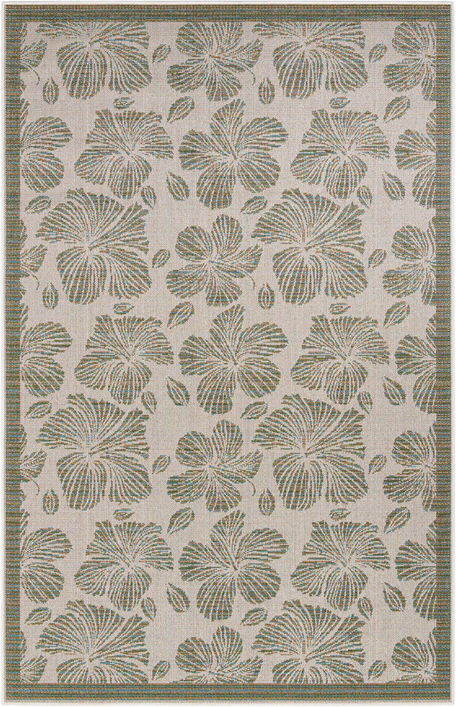 Ivory and Beige 6' 1 x 9' Baja Outdoor Rectangle Area Rug Weather Resistant for Patio, Deck, Terrace, Balcony, Porch 100% Polypropylene Modern Outside Decor for Sale at Rug Engine