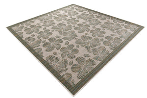 Ivory and Beige 7' 10 x 7' 10 Baja Outdoor Square Area Rug Weather Resistant for Patio, Deck, Terrace, Balcony, Porch 100% Polypropylene Modern Outside Decor for Sale at Rug Engine