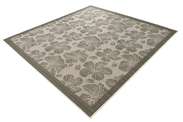 Ivory and Beige 7' 10 x 7' 10 Baja Outdoor Square Area Rug Weather Resistant for Patio, Deck, Terrace, Balcony, Porch 100% Polypropylene Modern Outside Decor for Sale at Rug Engine