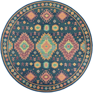 Navy Blue 10' x 10' Baja Outdoor Round Area Rug Weather Resistant for Patio, Deck, Terrace, Balcony, Porch 100% Polypropylene Modern Outside Decor for Sale at Rug Engine