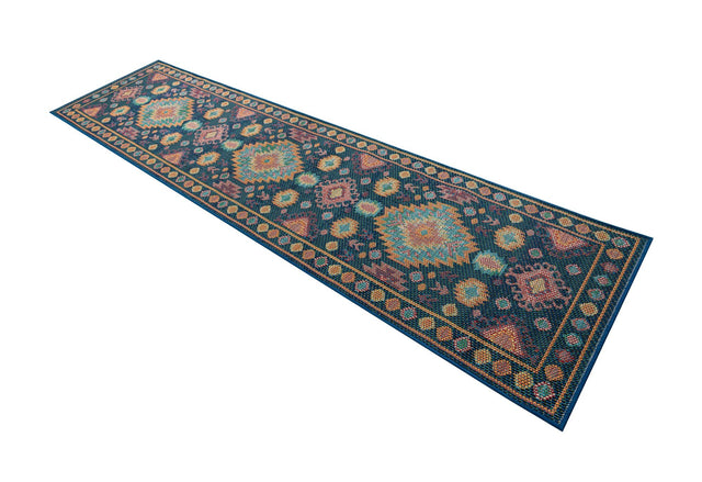 Navy Blue 2' 7 x 10' Baja Outdoor Runner Area Rug Weather Resistant for Patio, Deck, Terrace, Balcony, Porch 100% Polypropylene Modern Outside Decor for Sale at Rug Engine
