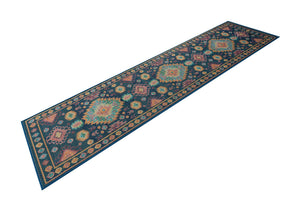 Navy Blue 2' 7 x 10' Baja Outdoor Runner Area Rug Weather Resistant for Patio, Deck, Terrace, Balcony, Porch 100% Polypropylene Modern Outside Decor for Sale at Rug Engine