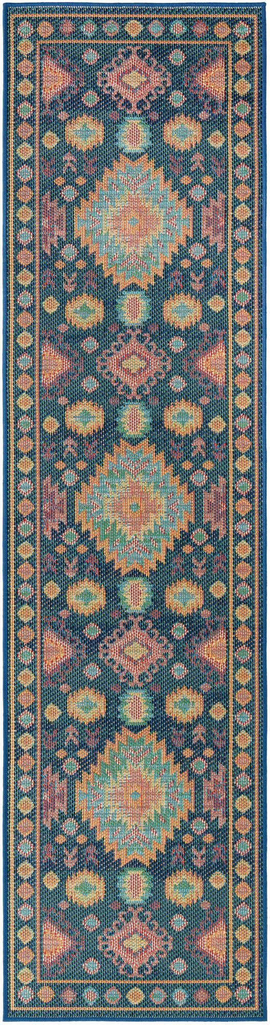Navy Blue 2' 7 x 10' Baja Outdoor Runner Area Rug Weather Resistant for Patio, Deck, Terrace, Balcony, Porch 100% Polypropylene Modern Outside Decor for Sale at Rug Engine