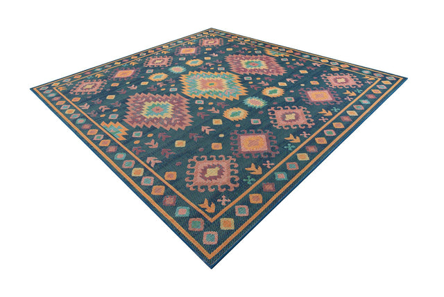 Navy Blue 10' x 10' Baja Outdoor Square Area Rug Weather Resistant for Patio, Deck, Terrace, Balcony, Porch 100% Polypropylene Modern Outside Decor for Sale at Rug Engine