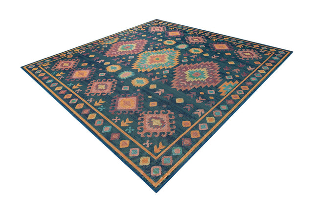 Navy Blue 10' x 10' Baja Outdoor Square Area Rug Weather Resistant for Patio, Deck, Terrace, Balcony, Porch 100% Polypropylene Modern Outside Decor for Sale at Rug Engine