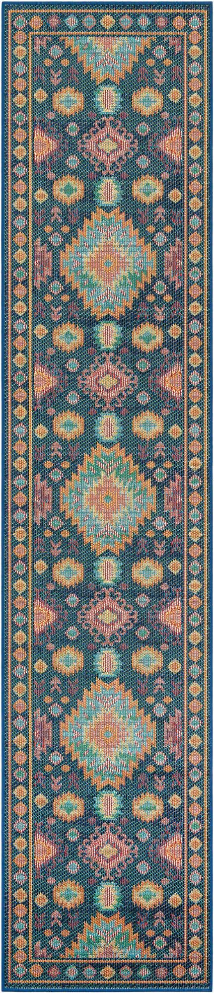 Navy Blue 2' 7 x 12' Baja Outdoor Runner Area Rug Weather Resistant for Patio, Deck, Terrace, Balcony, Porch 100% Polypropylene Modern Outside Decor for Sale at Rug Engine