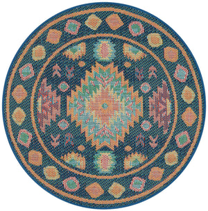 Navy Blue 3' 3 x 3' 3 Baja Outdoor Round Area Rug Weather Resistant for Patio, Deck, Terrace, Balcony, Porch 100% Polypropylene Modern Outside Decor for Sale at Rug Engine