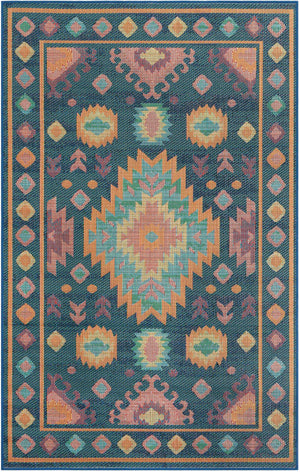 Navy Blue 5' 3 x 8' Baja Outdoor Rectangle Area Rug Weather Resistant for Patio, Deck, Terrace, Balcony, Porch 100% Polypropylene Modern Outside Decor for Sale at Rug Engine