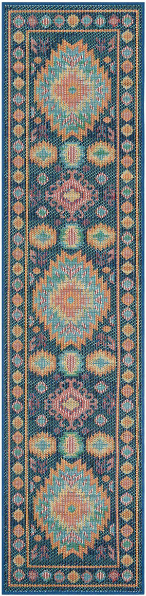 Navy Blue 2' x 8' Baja Outdoor Runner Area Rug Weather Resistant for Patio, Deck, Terrace, Balcony, Porch 100% Polypropylene Modern Outside Decor for Sale at Rug Engine