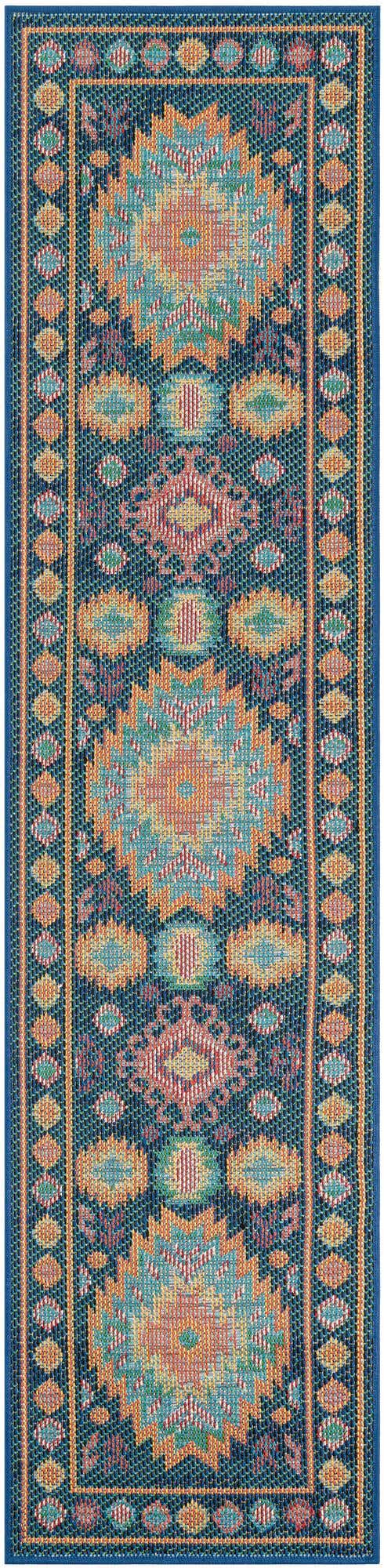 Navy Blue 2' x 8' Baja Outdoor Runner Area Rug Weather Resistant for Patio, Deck, Terrace, Balcony, Porch 100% Polypropylene Modern Outside Decor for Sale at Rug Engine