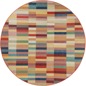 Multicolor 10' x 10' Baja Outdoor Round Area Rug Weather Resistant for Patio, Deck, Terrace, Balcony, Porch 100% Polypropylene Modern Outside Decor for Sale at Rug Engine
