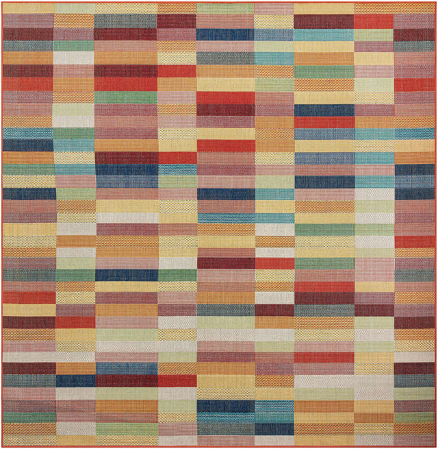 Multicolor 10' x 10' Baja Outdoor Square Area Rug Weather Resistant for Patio, Deck, Terrace, Balcony, Porch 100% Polypropylene Modern Outside Decor for Sale at Rug Engine