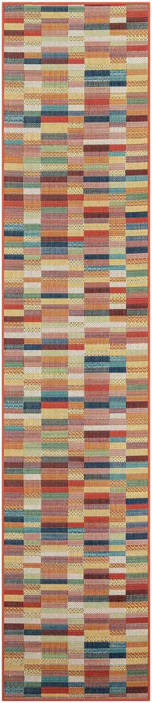Multicolor 2' 7 x 12' Baja Outdoor Runner Area Rug Weather Resistant for Patio, Deck, Terrace, Balcony, Porch 100% Polypropylene Modern Outside Decor for Sale at Rug Engine