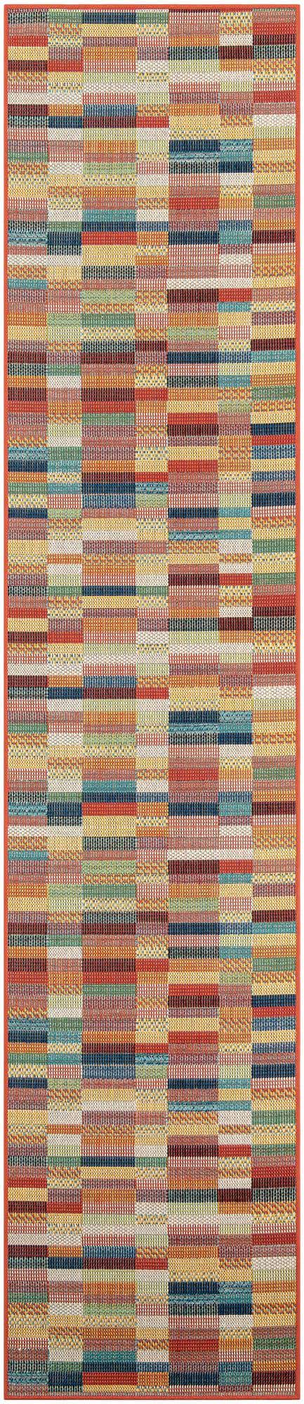 Multicolor 2' 7 x 12' Baja Outdoor Runner Area Rug Weather Resistant for Patio, Deck, Terrace, Balcony, Porch 100% Polypropylene Modern Outside Decor for Sale at Rug Engine