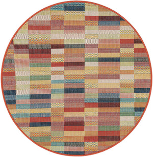 Multicolor 4' 1 x 4' 1 Baja Outdoor Round Area Rug Weather Resistant for Patio, Deck, Terrace, Balcony, Porch 100% Polypropylene Modern Outside Decor for Sale at Rug Engine