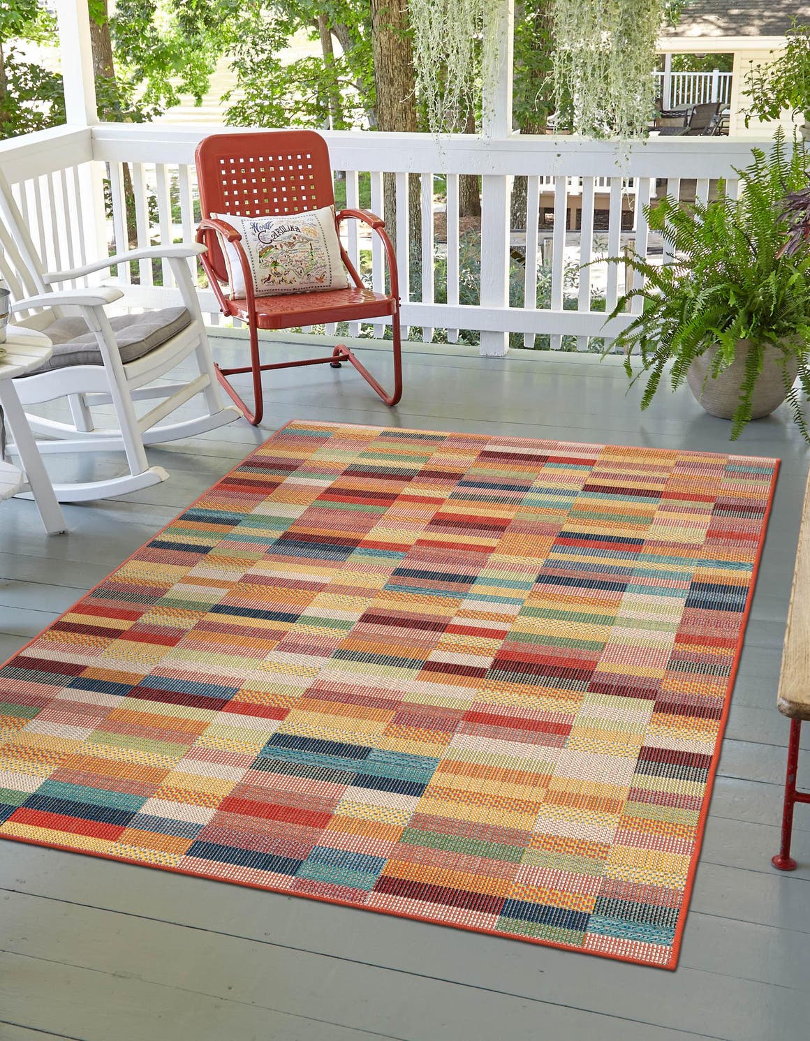Multicolor 7' 10 x 10' Baja Outdoor Rectangle Area Rug Weather Resistant for Patio, Deck, Terrace, Balcony, Porch 100% Polypropylene Modern Outside Decor for Sale at Rug Engine