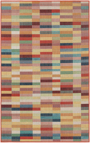 Multicolor 5' 3 x 8' Baja Outdoor Rectangle Area Rug Weather Resistant for Patio, Deck, Terrace, Balcony, Porch 100% Polypropylene Modern Outside Decor for Sale at Rug Engine
