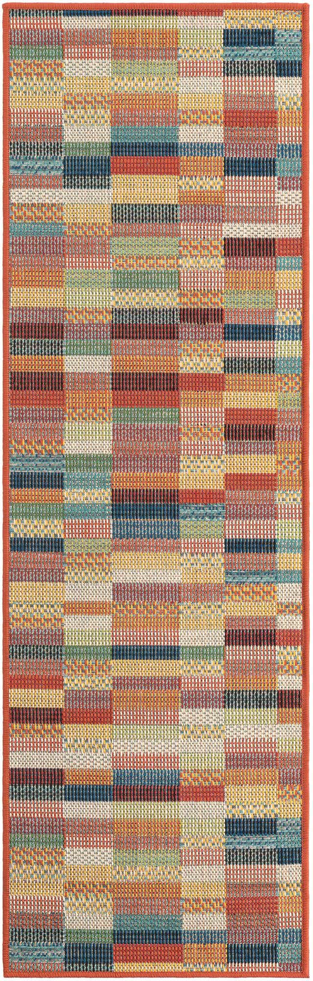 Multicolor 2' x 6' 1 Baja Outdoor Runner Area Rug Weather Resistant for Patio, Deck, Terrace, Balcony, Porch 100% Polypropylene Modern Outside Decor for Sale at Rug Engine