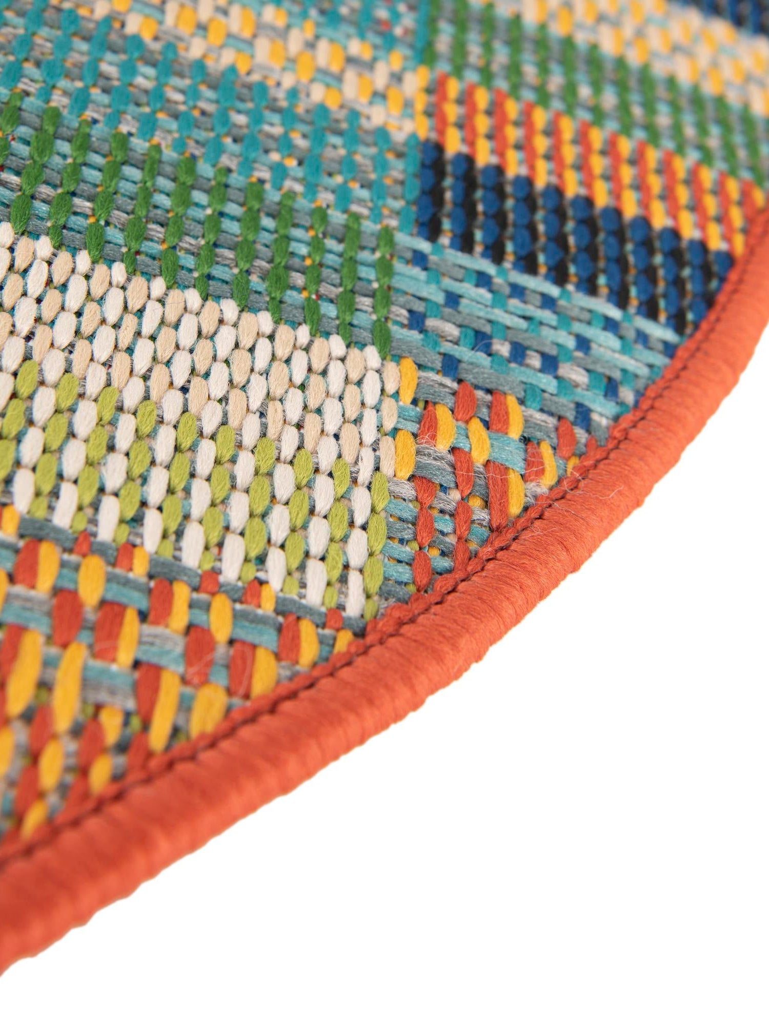Multicolor 3' 3 x 3' 3 Baja Outdoor Round Area Rug Weather Resistant for Patio, Deck, Terrace, Balcony, Porch 100% Polypropylene Modern Outside Decor for Sale at Rug Engine