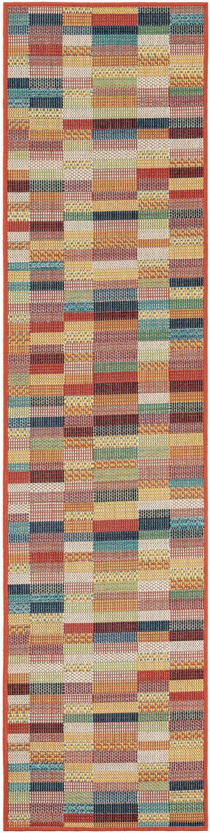 Multicolor 2' x 8' Baja Outdoor Runner Area Rug Weather Resistant for Patio, Deck, Terrace, Balcony, Porch 100% Polypropylene Modern Outside Decor for Sale at Rug Engine
