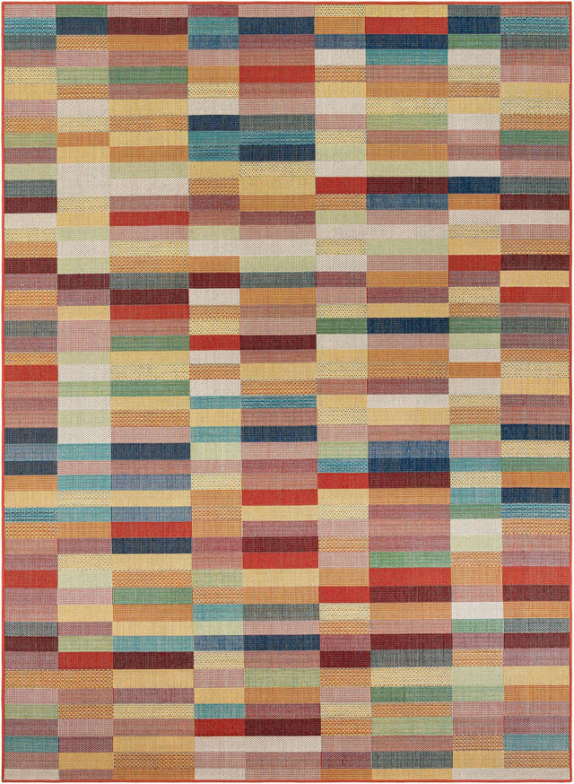 Multicolor 9' x 12' Baja Outdoor Rectangle Area Rug Weather Resistant for Patio, Deck, Terrace, Balcony, Porch 100% Polypropylene Modern Outside Decor for Sale at Rug Engine