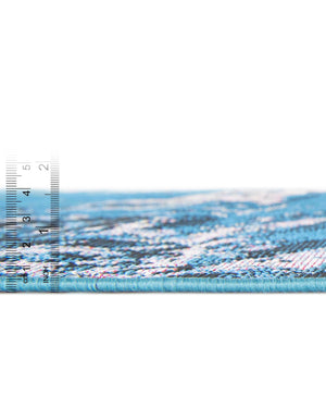 Blue 7' 10 x 7' 10 Outdoor Modern Round Area Rug Weather Resistant for Patio, Deck, Terrace, Balcony, Porch 100% Polypropylene Modern Outside Carpet for Sale at Rug Engine