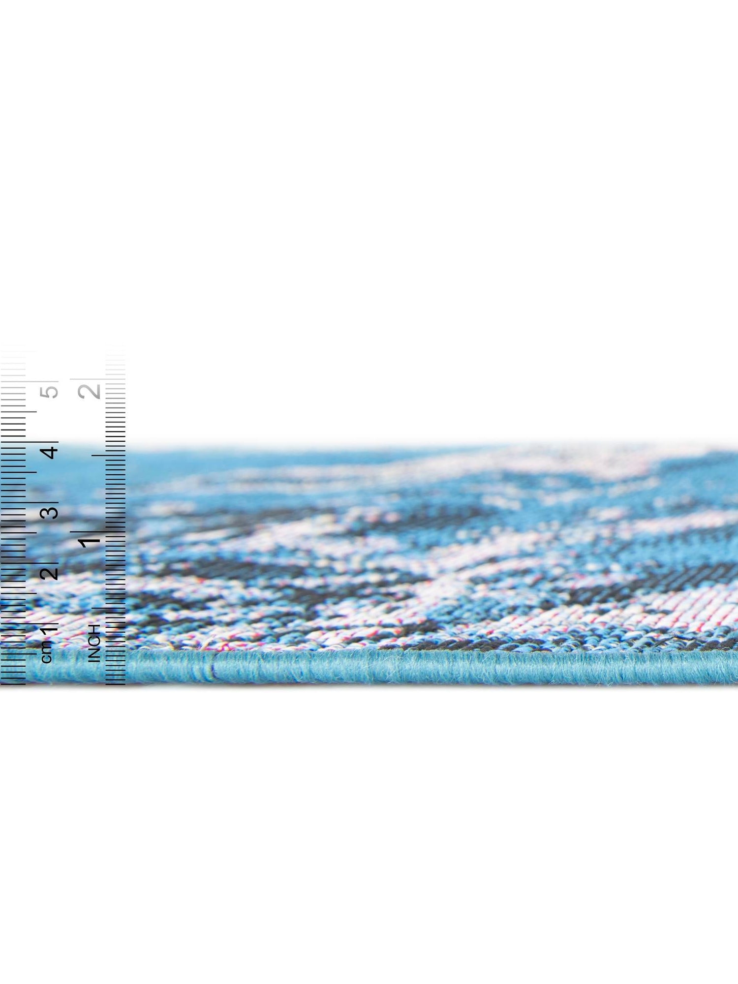 Blue 6' 1 x 6' 1 Outdoor Modern Round Area Rug Weather Resistant for Patio, Deck, Terrace, Balcony, Porch 100% Polypropylene Modern Outside Carpet for Sale at Rug Engine