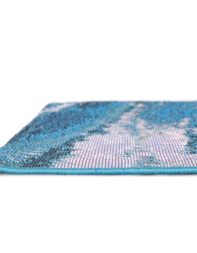 Blue 2' x 6' 1 Outdoor Modern Runner Area Rug Weather Resistant for Patio, Deck, Terrace, Balcony, Porch 100% Polypropylene Modern Outside Carpet for Sale at Rug Engine