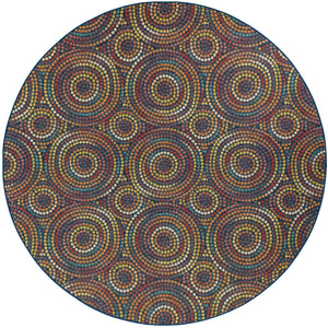 Multicolor 10' x 10' Baja Outdoor Round Area Rug Weather Resistant for Patio, Deck, Terrace, Balcony, Porch 100% Polypropylene Modern Outside Decor for Sale at Rug Engine