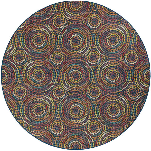 Multicolor 10' x 10' Baja Outdoor Round Area Rug Weather Resistant for Patio, Deck, Terrace, Balcony, Porch 100% Polypropylene Modern Outside Decor for Sale at Rug Engine
