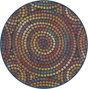 Multicolor 3' 3 x 3' 3 Baja Outdoor Round Area Rug Weather Resistant for Patio, Deck, Terrace, Balcony, Porch 100% Polypropylene Modern Outside Decor for Sale at Rug Engine