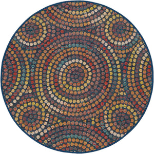 Multicolor 4' 1 x 4' 1 Baja Outdoor Round Area Rug Weather Resistant for Patio, Deck, Terrace, Balcony, Porch 100% Polypropylene Modern Outside Decor for Sale at Rug Engine