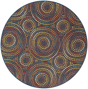 Multicolor 6' 1 x 6' 1 Baja Outdoor Round Area Rug Weather Resistant for Patio, Deck, Terrace, Balcony, Porch 100% Polypropylene Modern Outside Decor for Sale at Rug Engine