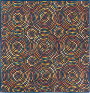 Multicolor 7' 10 x 7' 10 Baja Outdoor Square Area Rug Weather Resistant for Patio, Deck, Terrace, Balcony, Porch 100% Polypropylene Modern Outside Decor for Sale at Rug Engine