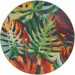 Multicolor 10' x 10' Baja Outdoor Round Area Rug Weather Resistant for Patio, Deck, Terrace, Balcony, Porch 100% Polypropylene Modern Outside Decor for Sale at Rug Engine