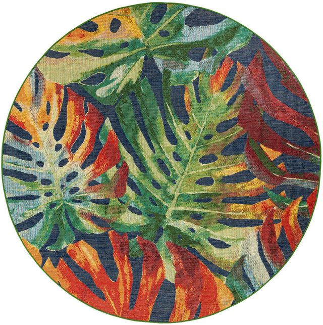 Multicolor 10' x 10' Baja Outdoor Round Area Rug Weather Resistant for Patio, Deck, Terrace, Balcony, Porch 100% Polypropylene Modern Outside Decor for Sale at Rug Engine