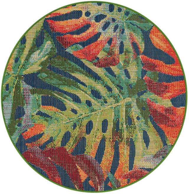 Multicolor 4' 1 x 4' 1 Baja Outdoor Round Area Rug Weather Resistant for Patio, Deck, Terrace, Balcony, Porch 100% Polypropylene Modern Outside Decor for Sale at Rug Engine