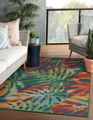 Multicolor 9' x 12' Baja Outdoor Rectangle Area Rug Weather Resistant for Patio, Deck, Terrace, Balcony, Porch 100% Polypropylene Modern Outside Decor for Sale at Rug Engine