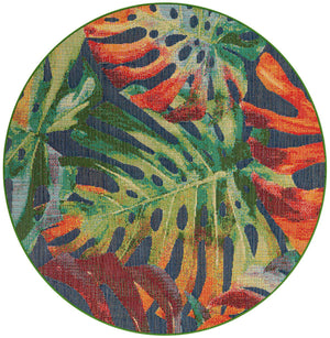 Multicolor 6' 1 x 6' 1 Baja Outdoor Round Area Rug Weather Resistant for Patio, Deck, Terrace, Balcony, Porch 100% Polypropylene Modern Outside Decor for Sale at Rug Engine