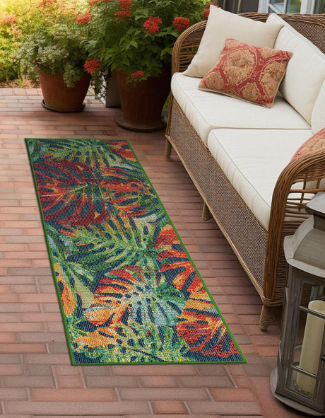 Multicolor 2' 7 x 12' Baja Outdoor Runner Area Rug Weather Resistant for Patio, Deck, Terrace, Balcony, Porch 100% Polypropylene Modern Outside Decor for Sale at Rug Engine