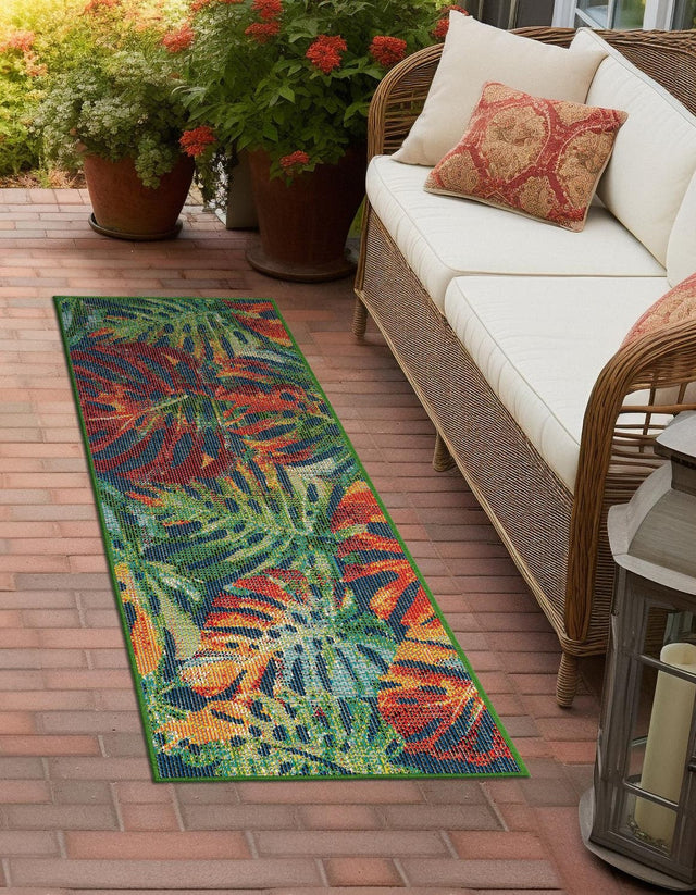 Multicolor 2' 7 x 12' Baja Outdoor Runner Area Rug Weather Resistant for Patio, Deck, Terrace, Balcony, Porch 100% Polypropylene Modern Outside Decor for Sale at Rug Engine