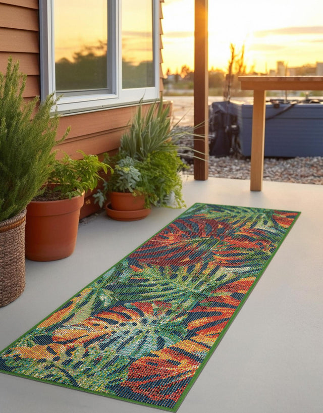 Multicolor 2' 7 x 12' Baja Outdoor Runner Area Rug Weather Resistant for Patio, Deck, Terrace, Balcony, Porch 100% Polypropylene Modern Outside Decor for Sale at Rug Engine