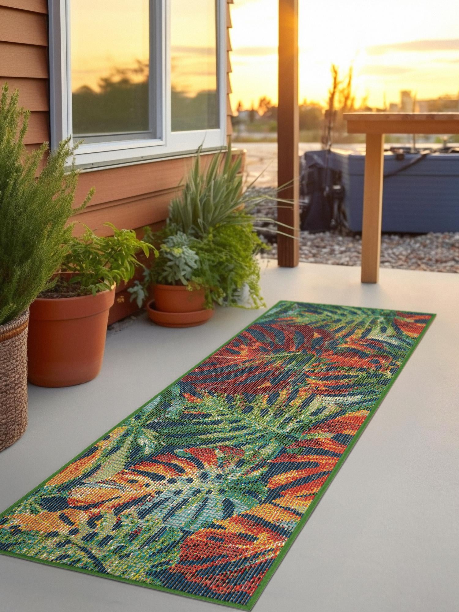 Multicolor 2' x 6' 1 Baja Outdoor Runner Area Rug Weather Resistant for Patio, Deck, Terrace, Balcony, Porch 100% Polypropylene Modern Outside Decor for Sale at Rug Engine