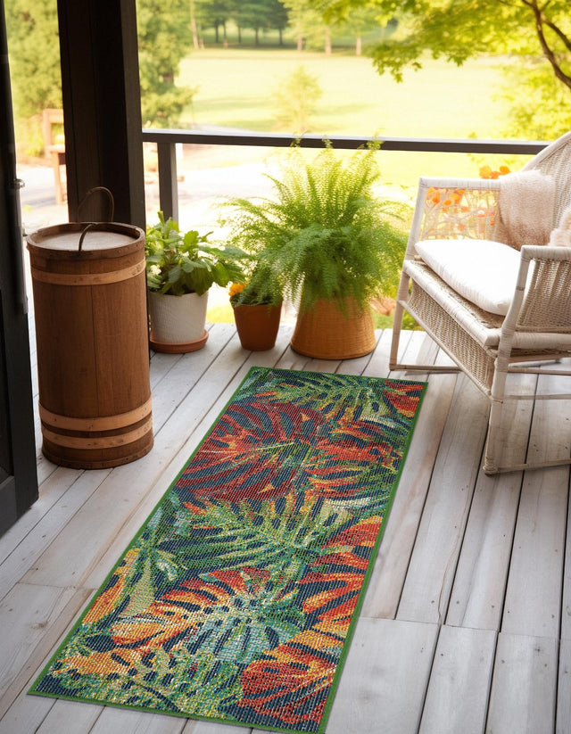 Multicolor 2' 7 x 12' Baja Outdoor Runner Area Rug Weather Resistant for Patio, Deck, Terrace, Balcony, Porch 100% Polypropylene Modern Outside Decor for Sale at Rug Engine