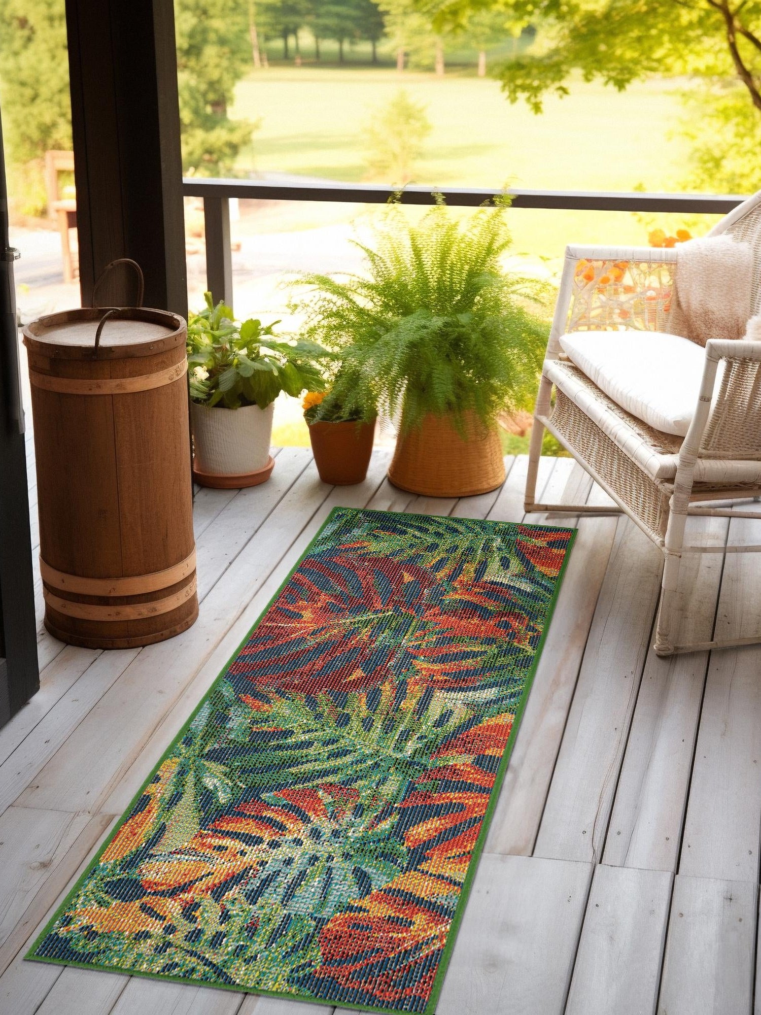 Multicolor 2' x 6' 1 Baja Outdoor Runner Area Rug Weather Resistant for Patio, Deck, Terrace, Balcony, Porch 100% Polypropylene Modern Outside Decor for Sale at Rug Engine